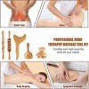 5 en 1 Maderotherapie Kit Complet Cellulite,Masseur Bois de Anti Cellulite, Rouleau de Massage Gua Sha Cup,Rouleau Massage Bo