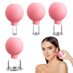 YOYIAG Lot de 4 ventouses verre avec boule daspiration sans feu - Avec ventouse - Pour massage - Avec forte puissance daspi