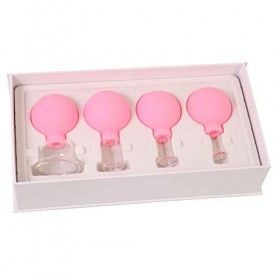 4 Pcs Facial Glass Cupping Set - Vacuum Suction Cupping Cups, Silicone Cupping Massage Therapy, for Beauty Body Cup Lymphatic