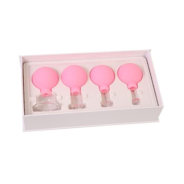 4 Pcs Facial Glass Cupping Set - Vacuum Suction Cupping Cups, Silicone Cupping Massage Therapy, for Beauty Body Cup Lymphatic