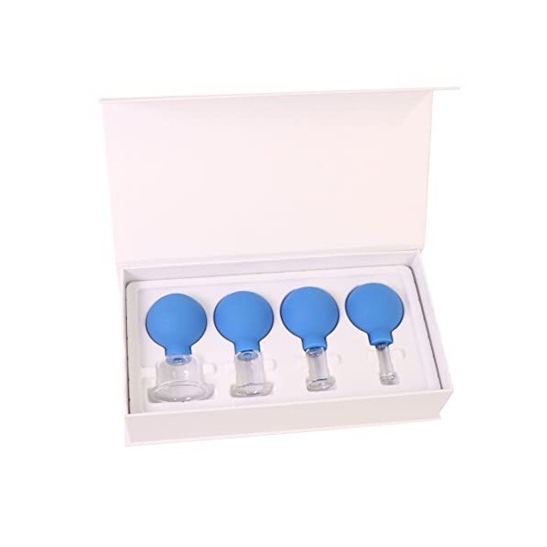 4 Pcs Facial Glass Cupping Set - Vacuum Suction Cupping Cups, Silicone Cupping Massage Therapy, for Beauty Body Cup Lymphatic