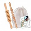 Maderothérapie Corporelle Kit, Rouleau Maderothérapie Kit Professionnel 2 Rouleau Massage Anti-cellulite, Kit de Maderothérap