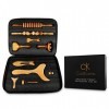 CK CoolKosmo Kit de Maderothérapie Luxe 10 pièces avec Maletín - Planche Gua Sha, Rouleaux, Ventouse, Masseurs Anti Cellulite