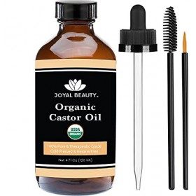 Castor Oil 4 OZ USDA Organic 100% Pure Cold-Pressed Hexane-free Premium Quality Large Size for Hair Growth, Eyelashes, Eyeb