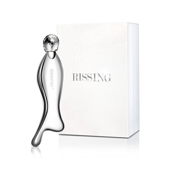 RISSING GuaSha Massager,Scraping Tool For Face,Multifunctional Massage Roller Ball,Stainless Steel,Firm, Smooth, Silver