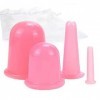 Lot de 4 ventouses en silicone pour cou, visage, corps avec sac de rangement, outils de massage pour la cellulite, la thérapi