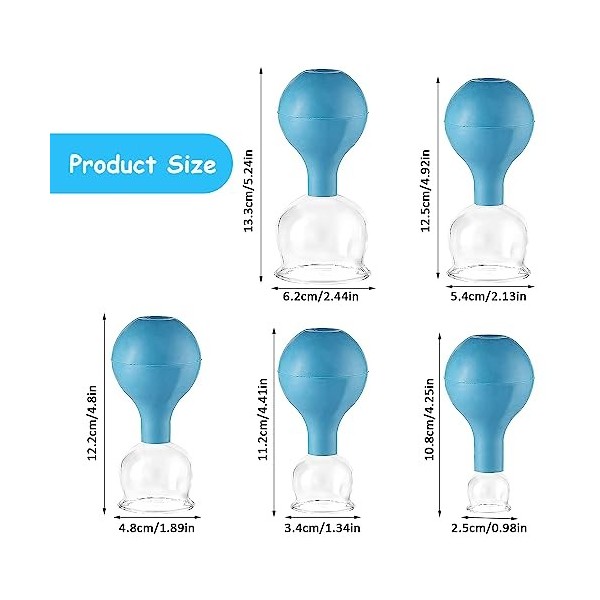 Lot de 5 Ventouse Visage avec Boule daspiration en Silicone, Ventouses de Massage Sous Vide, Cupping Ventouse, Ventouses The