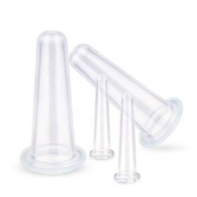 Ventouses Visage Set pour le Massage Ventouses du Visage et des Yeux, tasses de massage en silicone-Lot de 4 tasses 2 grande