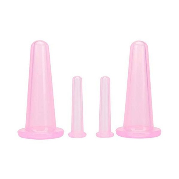 Ventouses Visage Set pour le Massage Ventouses du Visage et des Yeux, tasses de massage en silicone-Lot de 4 tasses 2 grande