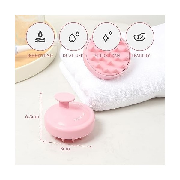 Good Nite Masseur de tête de cuir chevelu - Brosse de shampooing en silicone souple - Outil de nettoyage du cuir chevelu - Po