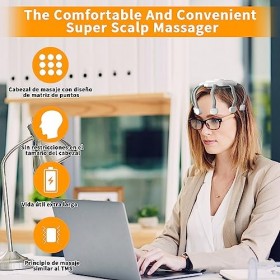 Masseur de cuir chevelu avec 8 contacts vibrants, rechargeable ultra masseur de cuir chevelu, masseur de tête portable pour s