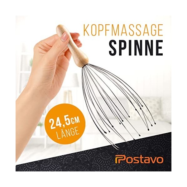 Postavo [Original] Masseur de tête daraignée – Appareil de massage de la tête avec 20 doigts – Pour une relaxation parfaite 