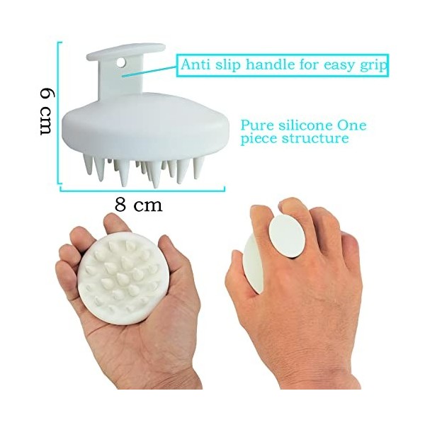 Brosse Massage Cuir Chevelu Silicone Et Brosse De Shampooing,[Humide & Sec] Tout en un manuel Masseur Tete，Nettoyage en Profo