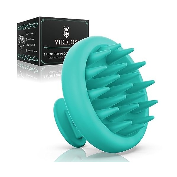 VIKICON Brosse Massage Cuir Chevelu Pour Barbe Et Cheveux, 100% Brosse Shampoing Silicone Souple, Brosse Pour Exfolier Le Cui