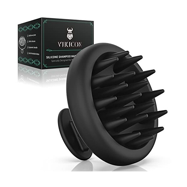 VIKICON Brosse Massage Cuir Chevelu Pour Barbe Et Cheveux, 100% Brosse Shampoing Silicone Souple, Brosse Pour Exfolier Le Cui