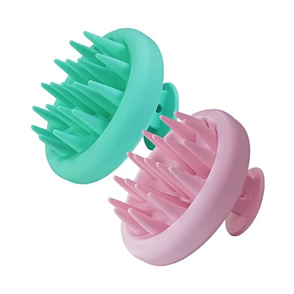 Brosse Massage Cuir Chevelu Silicone Et Brosse De Shampooing,[Humide & Sec] Tout en un manuel Masseur Tete，Nettoyage en Profo