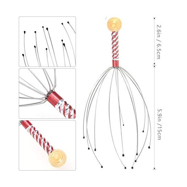 Kit de Massage du Cuir Chevelu, KECRULV 2x Gratte de Cuir Chevelu, 2x Masseur à Griffes à Bille Roulante, 2x Grattoirs Télesc