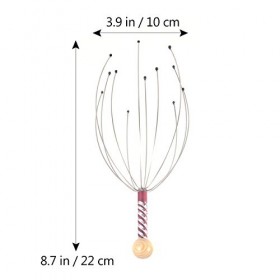 ROSENICE Massager du cuir chevelu 5pcs Hand Held Therapeutic Head Scratcher Steel Wire Head Massager avec poignée en bois pou