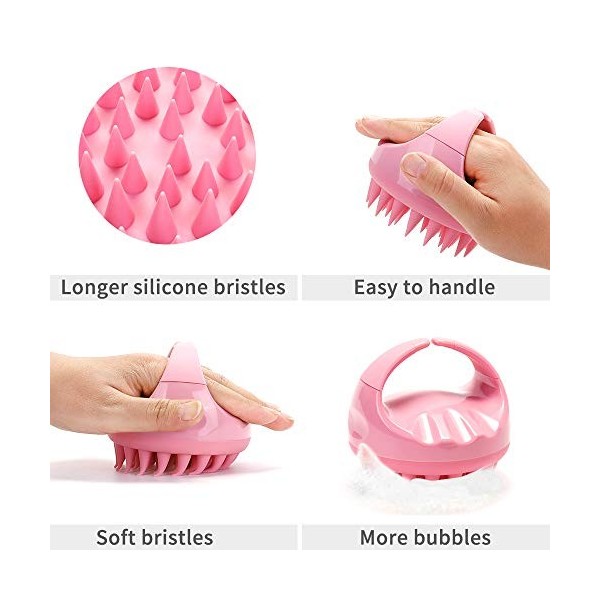 Ithyes Brosse de shampoing en silicone pour cuir chevelu Brosse à cheveux sèche et humide [version améliorée 2020] 100 % conf