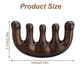 Fingertoys Peigne de massage en bois avec dents larges, peigne de massage en bois, peigne à dents rond, soulage la fatigue, a