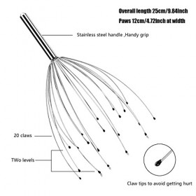 Masseur de tête,Massage Cuir Chevelu avec 20 Branches Appareil Massage, Relaxation Profonde et Meilleur Sommeil, Masseur de T