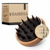 BAMBUA Brosse de massage pour cuir chevelu,100 % sans plastique ,En bambou,Effet anti-pelliculaire,Massager de qualité supéri