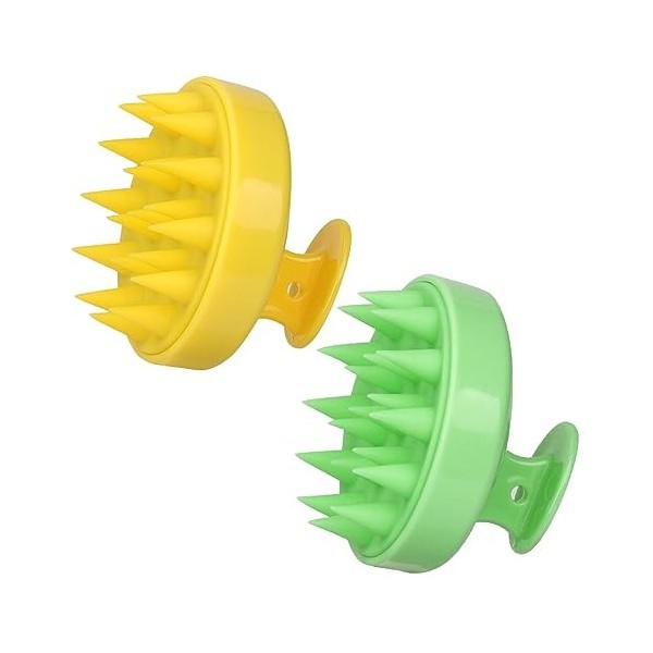 Lot de 2 brosses de massage du cuir chevelu [100 % silicone] - Brosse à récurer pour le cuir chevelu pour le soin des cheveux