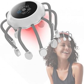 iKeener Masseurs de tête électriques, thérapie par lumière rouge, massage au burin sans fil avec 14 contacts de massage pour 