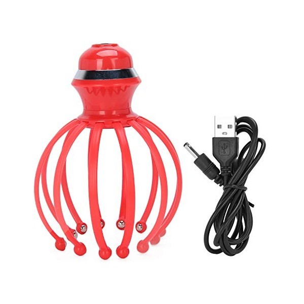 Masseur de Tête électrique, 12 Griffes Masseur de Cuir Chevelu électrique - Masseur de Tête Vibrant Rechargeable-Outil de Mas