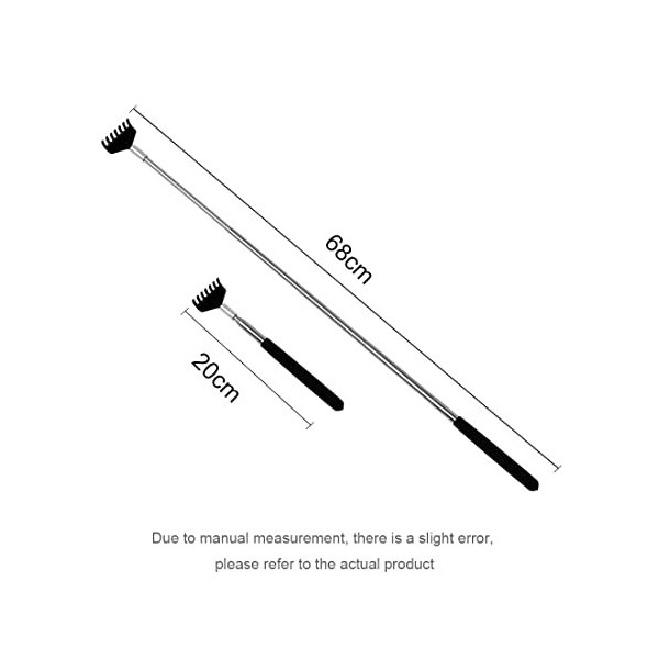 Quesuc 2 pièces Gratte-dos avec manche caoutchouté,grattoir à dos télescopiques en acier inoxydable pour la tête et le dos, e