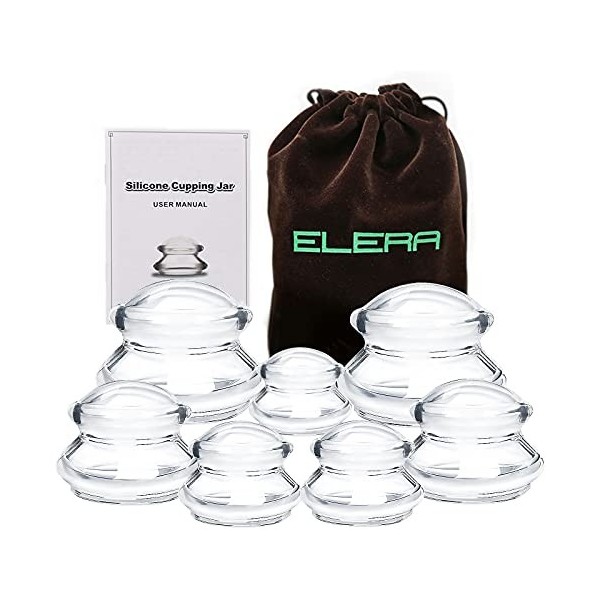 ELERA Ventouses en Silicone, Contient 7 Cuppers,Il Convient à la Plupart des Parties du Corps, Peuvent Favoriser la Circulati