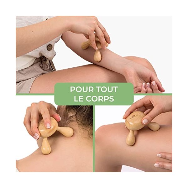 MASSAGE EXPERT Masseur en Bois de Cerisier, Résistant à lHuile, Détend Dos, Nuque, Bras et Jambes, Hygiène Irréprochable Grâ