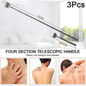 ILamourCar Gratte-dos télescopique, Scratcher arrière Acier Inoxydable, 3 pièce Grattoir à dos, Extendable Telescope Backscra