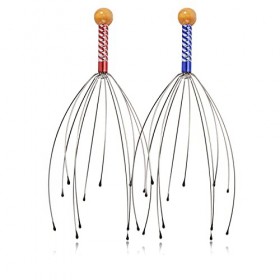 Lot de 2 gratte-tête avec 12 doigts pour relaxation profonde et stimulation des cheveux couleur aléatoire 