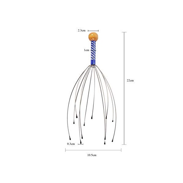 Lot de 2 gratte-tête avec 12 doigts pour relaxation profonde et stimulation des cheveux couleur aléatoire 