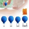 4 Pièces Ventouse Chinoise Massager Sets, Cupping Ventouse en Verre Avec Silicone Ventouse Balle, Bleu Ventouse Chinoise Avec