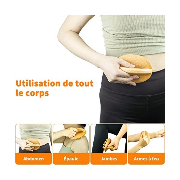 Maderotherapie et Champignon pour Massage - Masseur Anti Cellulite - Drainage Lymphatique - Masseur Gua Sha - Soulagement de 