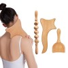 COLOFFE 4 en 1 Maderotherapie Kit, Outil De Massage en Bois Appareil Anti Cellulite Drainage Lymphatique Gua Sha Masseur Pour