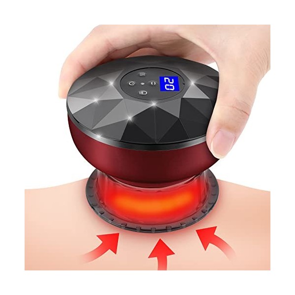 Topretty Ensemble de ventouses électriques à ventouse avec lumière rouge rechargeable Gua Sha Outil de massage avec écran LCD