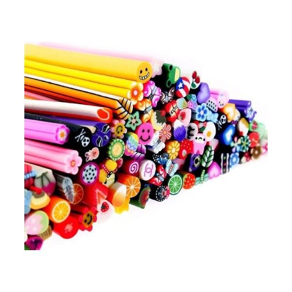 Beauty7 Nail Art 100pcs 3D Bâtons Canes Fimo Fruit Ongle Déco de Autocollantes