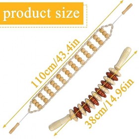 Nizirioo Lot de 2 rouleaux de massage anti-cellulite en bois avec poignée et corde de massage avec poignée, appareil de massa