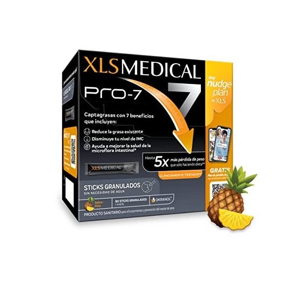 XLS Medical Pro-7 Résultats en 1 mois avec 7 bénéfices, 3 séances Service Nutritionniste avec mynudgeplan, Origen Naturel, 90