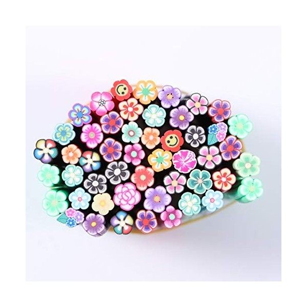 Frcolor 50pcs 3D Nail Art Autocollants Manucure Cannes Cannes Bâtonnets pour DIY Nail Décoration 5 x 50 mm Style de Fleur 