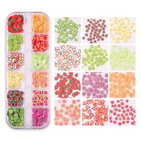 YKKJ Nail Art 3D Fruit,3D Fruits Polymère Tranches Bricolage Nail Art Tranches Fruit Art Tranches Autocollants pour DIY Décor