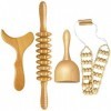 AICNLY Lot de 4 outils de massage en bois pour la mise en forme du corps, le drainage lymphatique, le kit Maderoterapia, le r