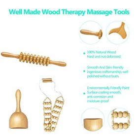 AICNLY Lot de 4 outils de massage en bois pour la mise en forme du corps, le drainage lymphatique, le kit Maderoterapia, le r