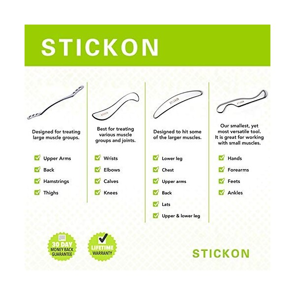 STICKON IASTM Outils de massage en acier inoxydable pour gratter les tissus doux forme Q 