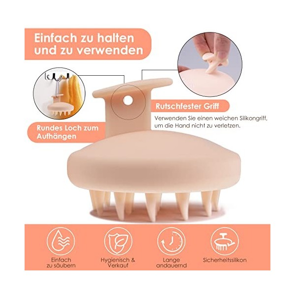 Shampooing rafraîchissant brosse à massage du cuir chevelu [humide, sec], shampooing silicone intégré pour améliorer la circu