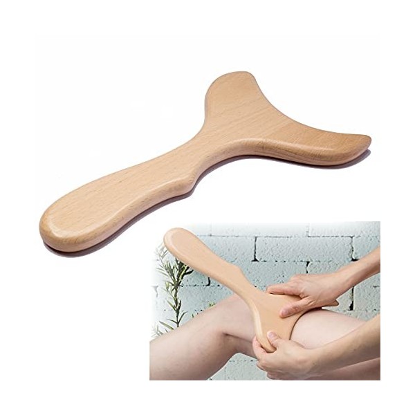 Usmack Outil de drainage lymphatique en bois Gua Sha - Outil de grattage - Thérapie du bois - Outil de sculpture du corps pou