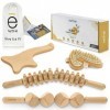 HELTHE, Maderotherapie kit complet cellulite - Brosses Drainage Lymphatique - Rouleau de Massage, anti-cellulitique - Masseur